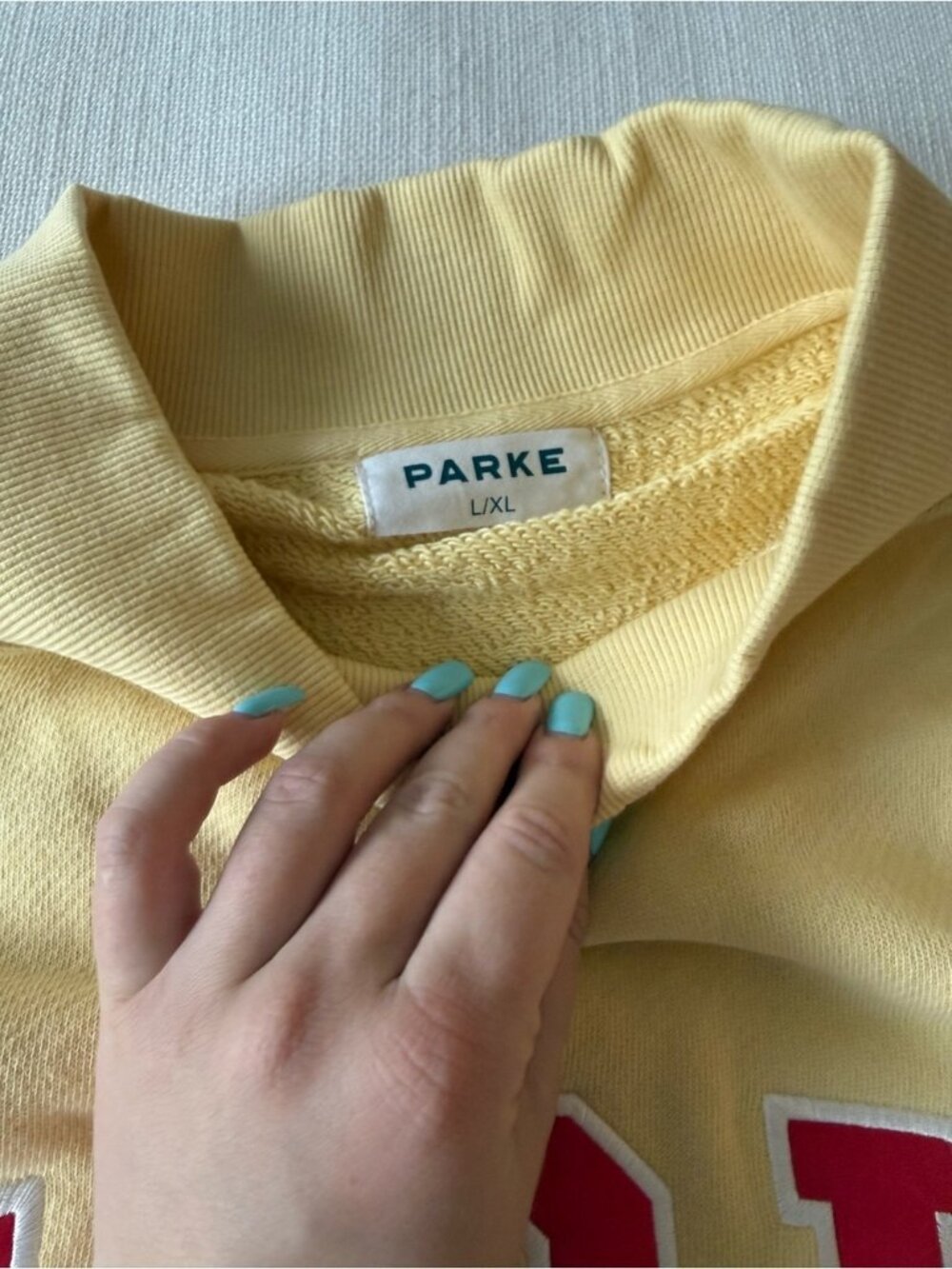 PARKE Brand New Heritage Varsity Mockneck Lemonade - Picture 2 of 4